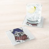 ヒップスターフレンチブルドッグ ガラスコースター (アングル)