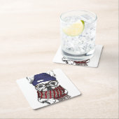 ヒップスターフレンチブルドッグ スクエアペーパーコースター (インサイチュ)