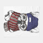 ヒップスターフレンチブルドッグ フリースブランケット (正面(横))