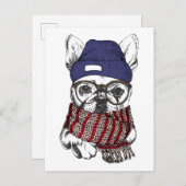 ヒップスターフレンチブルドッグ ポストカード (正面/裏面)