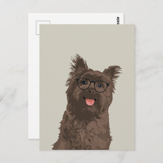 ヒップスターブラックグラスケアンテリアfor愛犬家 ポストカード (正面/裏面)