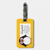 ヒップスターペンギン-かわいい漫画の黄色いピンク ラゲッジタグ (裏面縦)