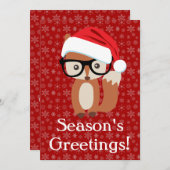 ヒップスターホリデイキツネw/グラス シーズンカード (正面/裏面)