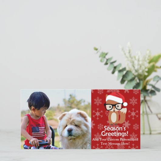 ヒップスターホリデーキツネかわいい動物のクリスマス シーズンカード (スタンド正面)