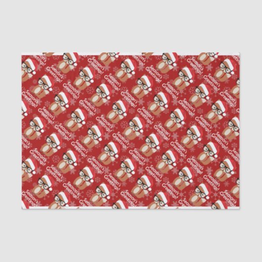 ヒップスターホリデーキツネグラスキュート動物クリスマス 薄葉紙 (正面)