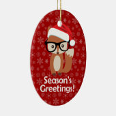 ヒップスターホリデーキツネ眼鏡かわいい動物のクリスマス セラミックオーナメント (右)