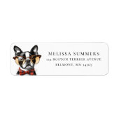 ヒップスターボストンテリア差出人住所ラベル ラベル (正面)