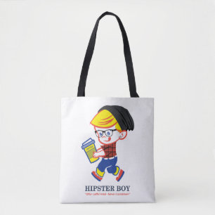 ヒップスターボーイパロディイラストレーション トートバッグ
