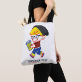 ヒップスターボーイパロディイラストレーション トートバッグ (クローズアップ)