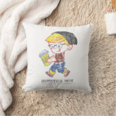ヒップスターボーイ動揺してヴィンテージパロディイラストレーション クッション (ブランケット)