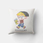 ヒップスターボーイ動揺してヴィンテージパロディイラストレーション クッション (裏面)