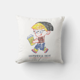 ヒップスターボーイ動揺してヴィンテージパロディイラストレーション クッション