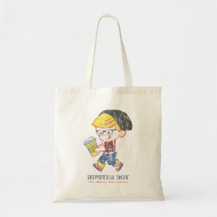ヒップスターボーイ動揺してヴィンテージパロディイラストレーション トートバッグ