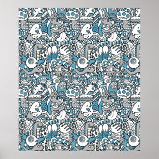 ヒップスターモンスタードードルコラージュのポスター ポスター