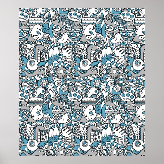 ヒップスターモンスタードードルコラージュのポスター ポスター (正面)