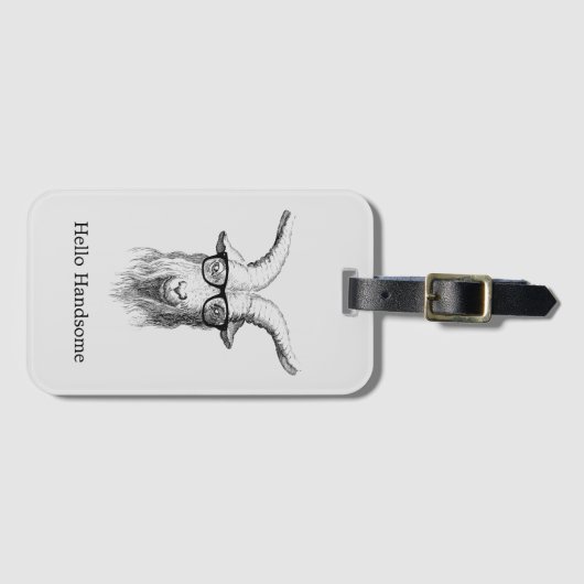 ヒップスターヤギこんにちはハンサム ラゲッジタグ (正面横)