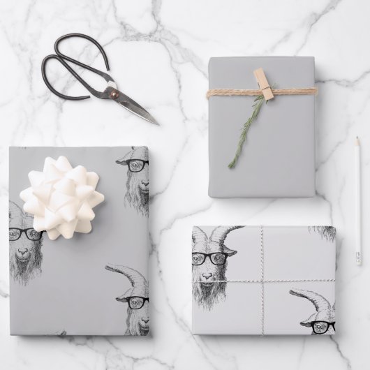 ヒップスターヤギ ラッピングペーパーシート (正面)