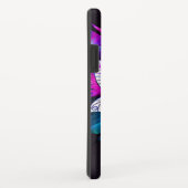 ヒップスターレトロテックティール(緑がかった色)パープルロータスフラワーリーフ Case-Mate iPhoneケース (裏面/右)