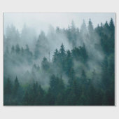 ヒップスターヴィンテージのモミ林の霧の風景 ラッピングペーパー (フラット)