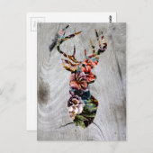 ヒップスターヴィンテージフローラディアヘッドシルエット ポストカード (正面/裏面)