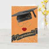 ヒップスター卒業おめでとうリップオレンジ カード (黄色い花)