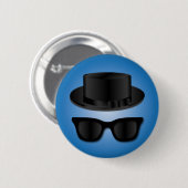 ヒップスター帽子およびガラス 缶バッジ (正面&裏面)