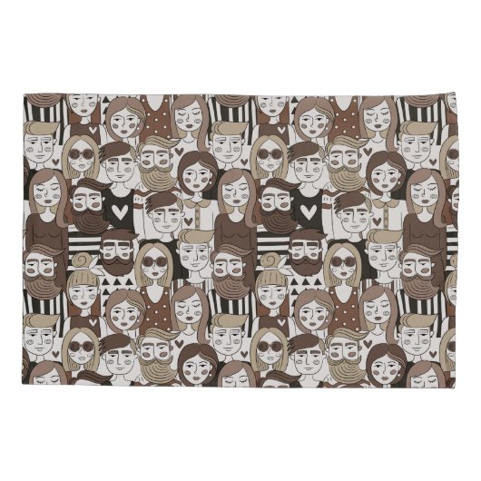 ヒップスター柄の枕ケース 枕カバー (裏面)