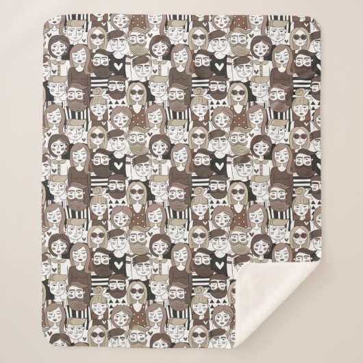 ヒップスター模様の毛布 シェルパブランケット (正面)