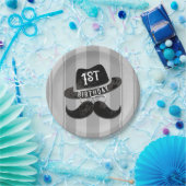 ヒップスター氏Mustache Hat Glasses第1誕生日 ペーパープレート (パーティー)