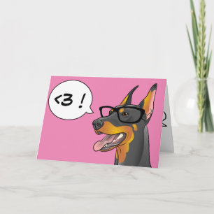 ヒップスター犬のバレンタインのドーベルマン犬のギークの漫画カード シーズンカード