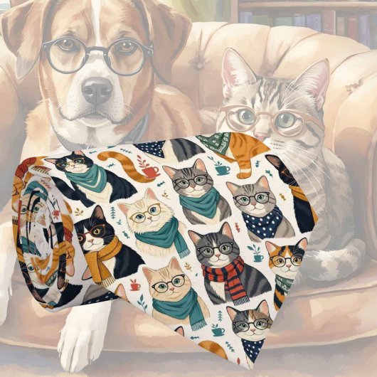 ヒップスター猫の眼鏡イラスト ネクタイ