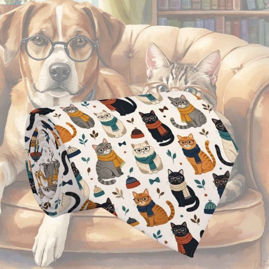 ヒップスター猫の眼鏡イラスト ネクタイ