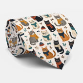 ヒップスター猫の眼鏡イラスト ネクタイ (ロール)