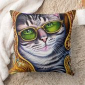 ヒップスター猫を着たかわいい眼鏡 クッション (ブランケット)