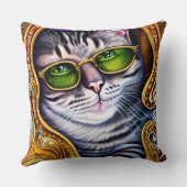 ヒップスター猫を着たかわいい眼鏡 クッション (裏面)