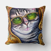 ヒップスター猫を着たかわいい眼鏡 クッション (正面)