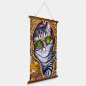 ヒップスター猫を着たかわいい眼鏡 吊り下げ型タペストリー (傾斜あり)