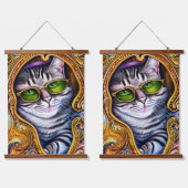 ヒップスター猫を着たかわいい眼鏡 吊り下げ型タペストリー (ダブル)