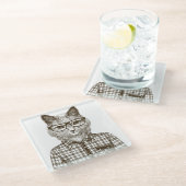 ヒップスター猫 ガラスコースター (アングル)