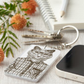 ヒップスター猫 キーホルダー (正面右)