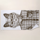 ヒップスター猫 ビーチタオル (正面)