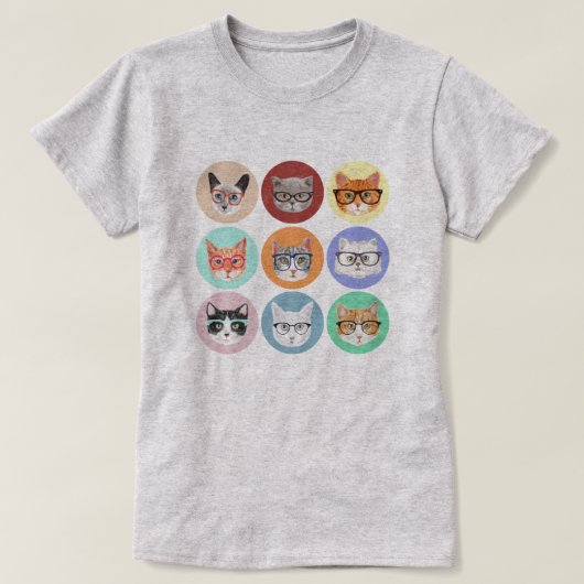 ヒップスター猫 Tシャツ (デザイン正面)