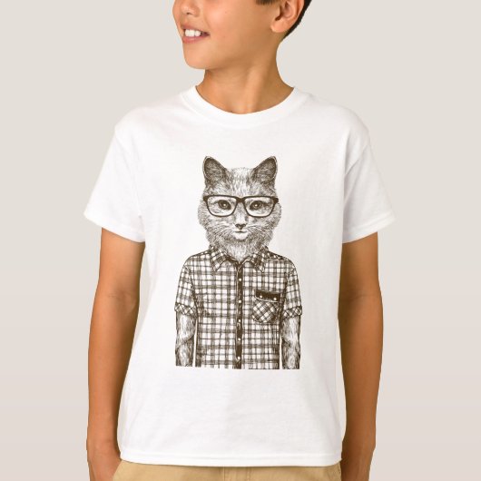 ヒップスター猫 Tシャツ (正面)