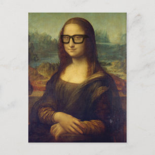 ヒップスター眼鏡でハッピークールヒップスターMona Lisa ポストカード