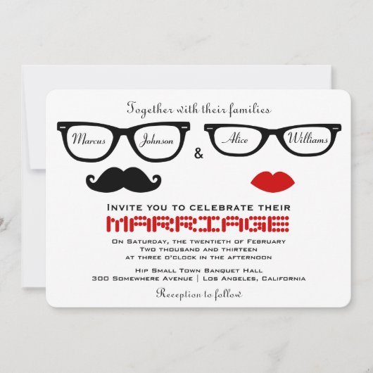 ヒップスター結婚式招待状 招待状 (正面)