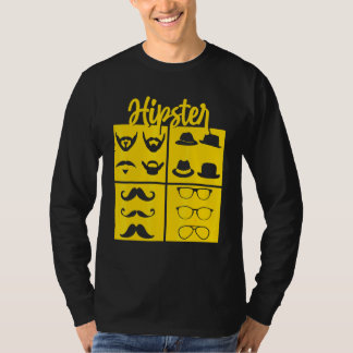 ヒップスター記号パイプスモーカー口ひげ眼鏡Tの弓 Tシャツ