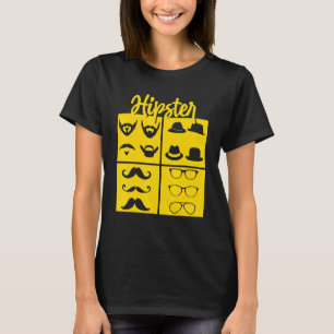 ヒップスター記号パイプスモーカー口ひげ眼鏡Tの弓 Tシャツ