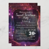ヒップスター銀河系宇宙背景Sweet sixteen 招待状 (正面/裏面)