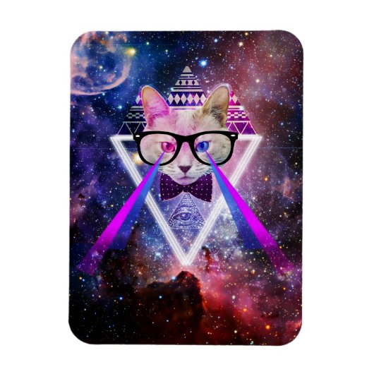 ヒップスター銀河系猫 マグネット (縦)