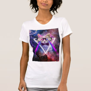 ヒップスター銀河系猫 Tシャツ